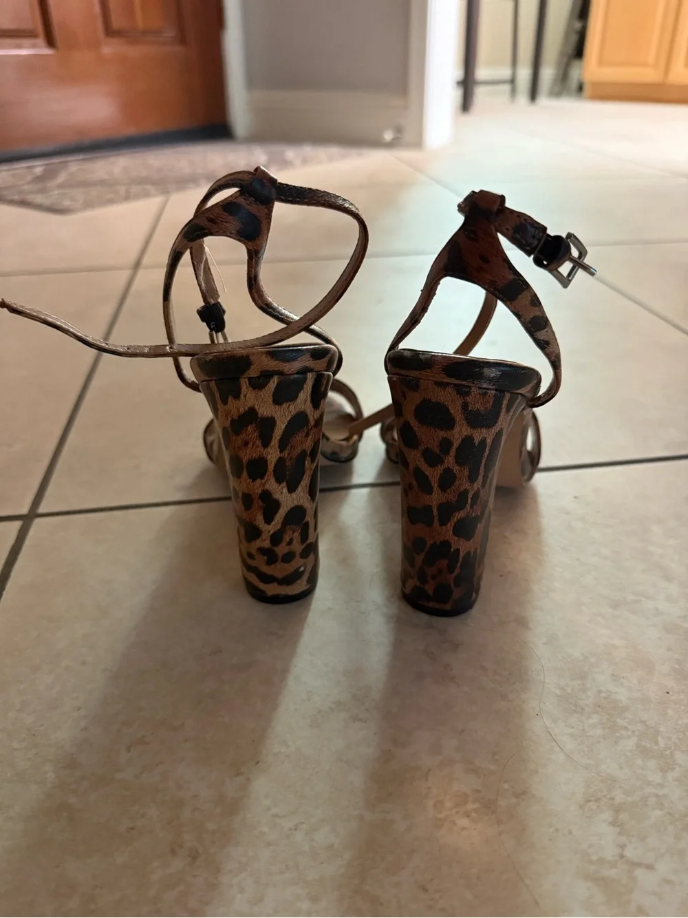 Steve Madden Leopard Print Slingback Block Heels - Brown/Black